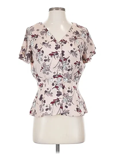 Pre-owned Liz Claiborne Short Sleeve Blouse In White