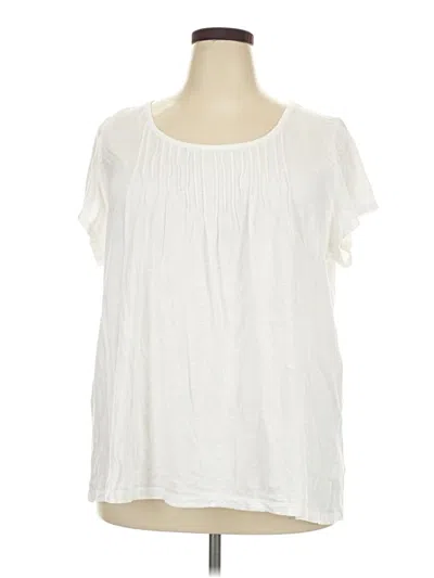 Pre-owned Liz Claiborne Short Sleeve Blouse In White