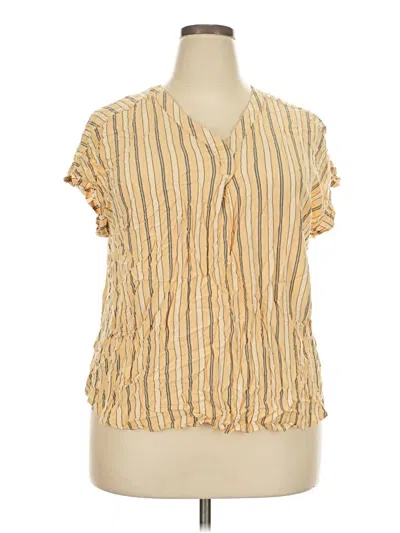 Pre-owned Liz Claiborne Short Sleeve Blouse In Yellow