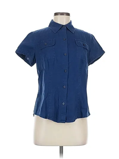 Pre-owned Liz Claiborne Short Sleeve Button Down Shirt In Blue