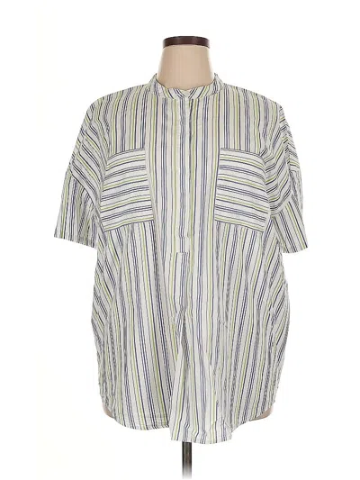 Pre-owned Liz Claiborne Short Sleeve Button Down Shirt In Blue