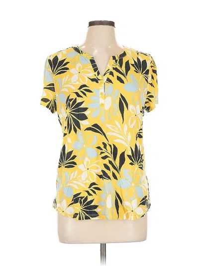 Pre-owned Liz Claiborne Short Sleeve Henley Shirt In Yellow
