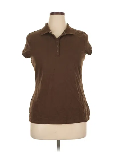 Pre-owned Liz Claiborne Short Sleeve Polo Shirt In Brown