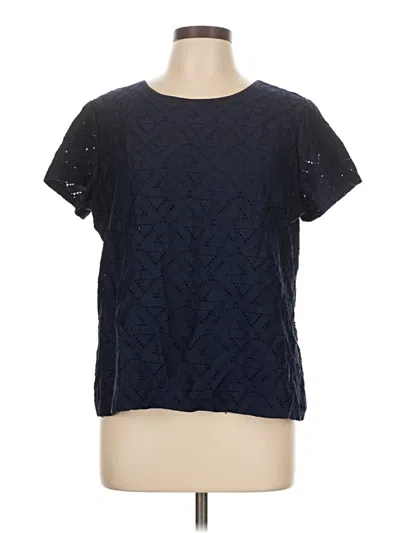 Pre-owned Liz Claiborne Short Sleeve Top Black Crew Neck Tops