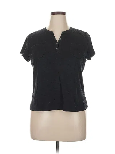 Pre-owned Liz Claiborne Short Sleeve Top Black Keyhole Neckline Tops