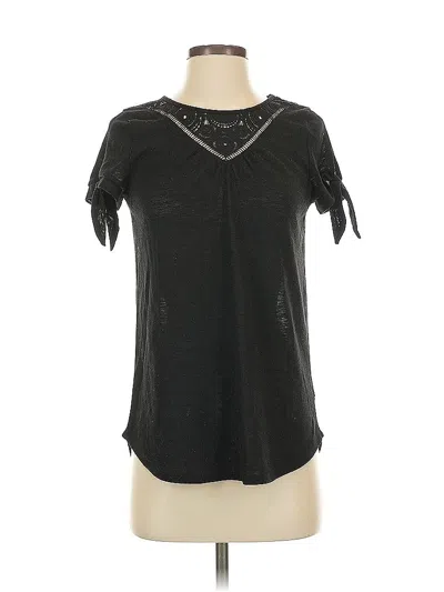 Pre-owned Liz Claiborne Short Sleeve Top Black Keyhole Neckline Tops