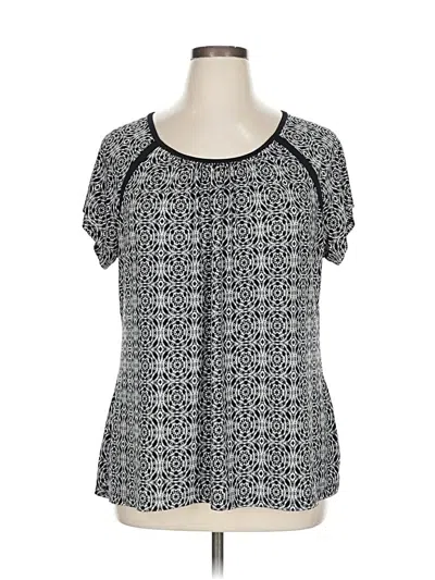 Pre-owned Liz Claiborne Short Sleeve Top Black Keyhole Neckline Tops
