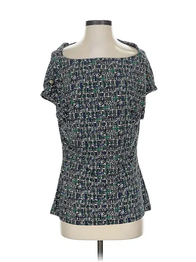 Pre-owned Liz Claiborne Short Sleeve Top Black Square Neckline Tops