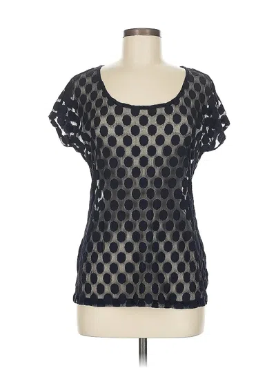 Pre-owned Liz Claiborne Short Sleeve Top Black Square Neckline Tops