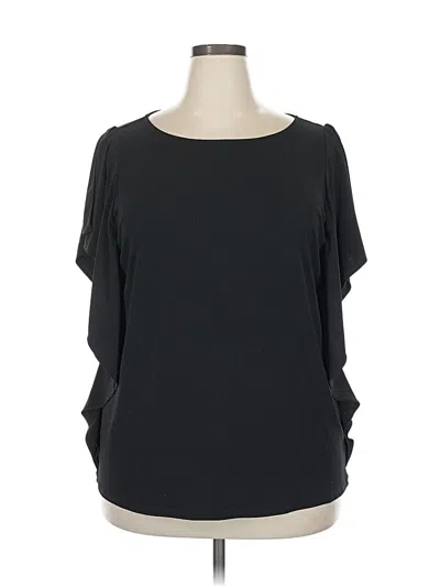Pre-owned Liz Claiborne Short Sleeve Top Black Sweetheart Neckline Tops