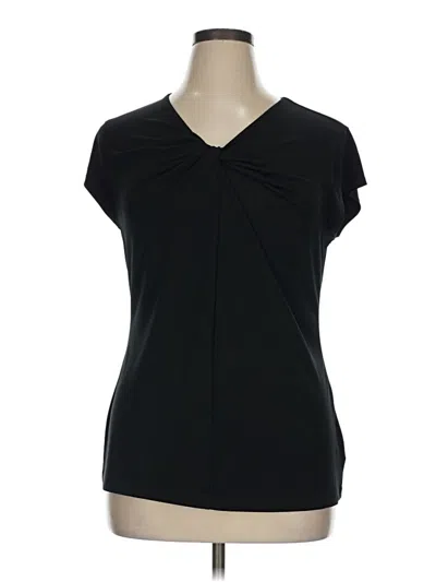 Pre-owned Liz Claiborne Short Sleeve Top Black V-neck Tops