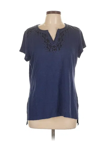 Pre-owned Liz Claiborne Short Sleeve Top Blue V Neck Tops