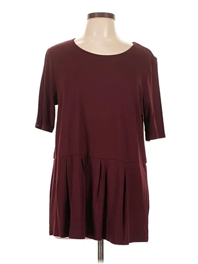 Liz Claiborne Short Sleeve Top Burgundy Scoop Neck Tops