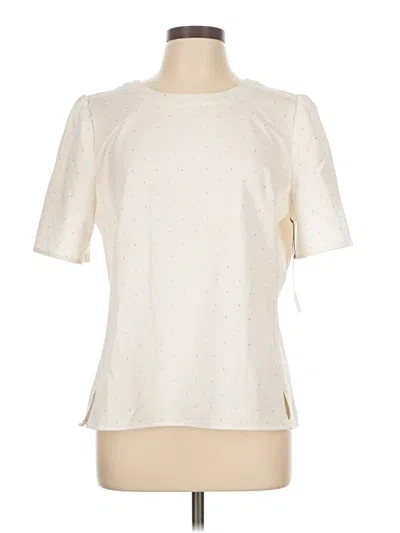 Pre-owned Liz Claiborne Short Sleeve Top Ivory Crew Neck Tops In White