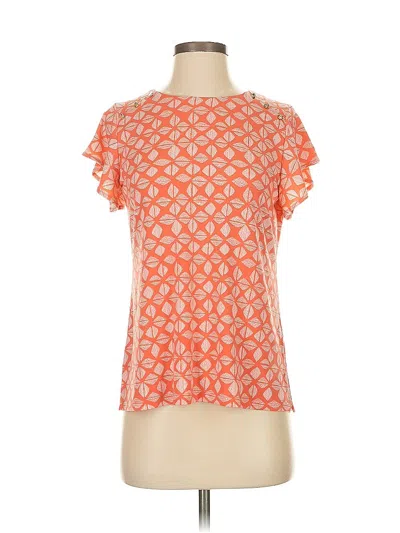 Pre-owned Liz Claiborne Short Sleeve Top Orange Square Neckline Tops