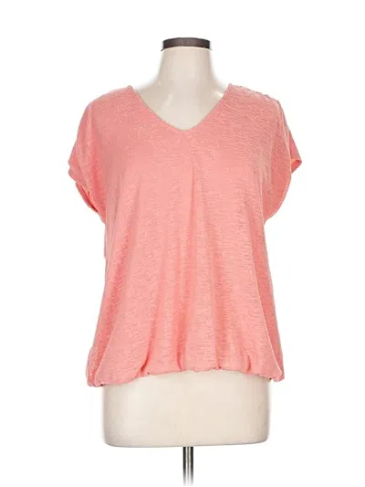 Pre-owned Liz Claiborne Short Sleeve Top Orange V Neck Tops
