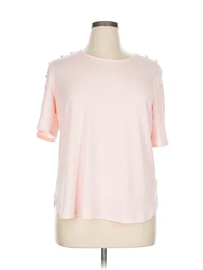 Pre-owned Liz Claiborne Short Sleeve Top Pink Cold Shoulder Neckline Tops