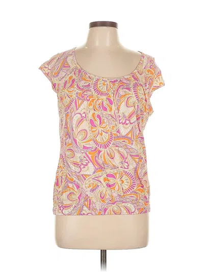 Pre-owned Liz Claiborne Short Sleeve Top Pink Scoop Neck Tops