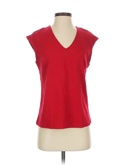 Pre-owned Liz Claiborne Short Sleeve Top Red V Neck Tops