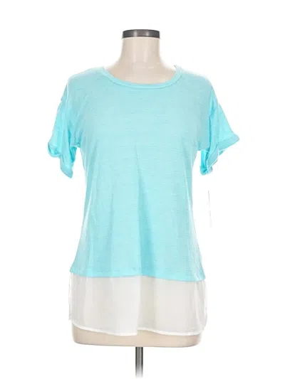 Pre-owned Liz Claiborne Short Sleeve Top Teal Crew Neck Tops In Blue