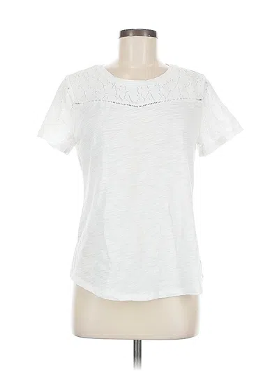 Pre-owned Liz Claiborne Short Sleeve Top White Crew Neck Tops