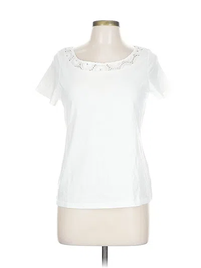 Pre-owned Liz Claiborne Short Sleeve Top White Sweetheart Neckline Tops
