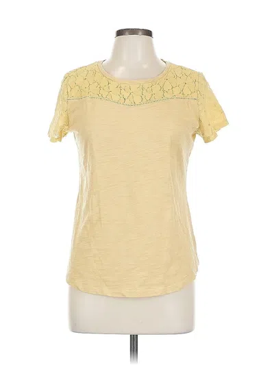 Pre-owned Liz Claiborne Short Sleeve Top Yellow Scoop Neck Tops