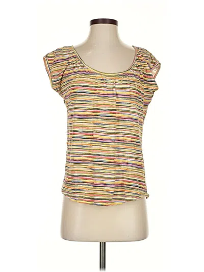 Pre-owned Liz Claiborne Short Sleeve Top Yellow Scoop Neck Tops