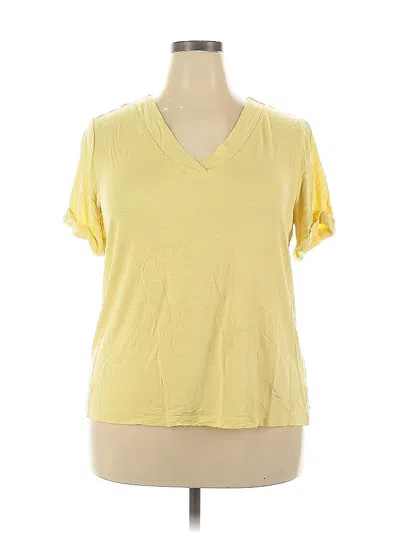 Pre-owned Liz Claiborne Short Sleeve Top Yellow V Neck Tops