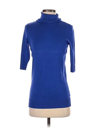 Pre-owned Liz Claiborne Short Sleeve Turtleneck In Blue