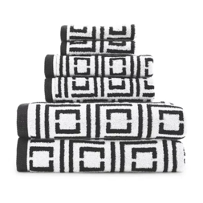 Liz Claiborne Signature Plush Logo 6-pc. Bath Towel Set In Black