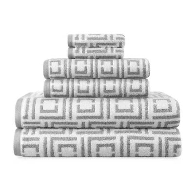 Liz Claiborne Signature Plush Logo 6-pc. Bath Towel Set In Gray