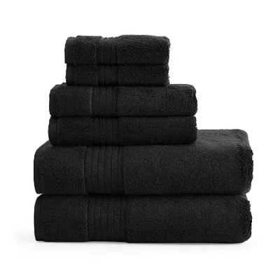 Liz Claiborne Signature Plush Solid 6-pc. Towel Set In Black