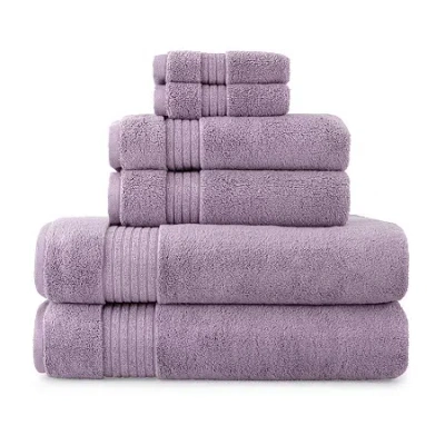 Liz Claiborne Signature Plush Solid 6-pc. Towel Set In Purple