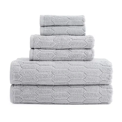Liz Claiborne Signature Plush Textured 6-pc. Bath Towel Set In Gray