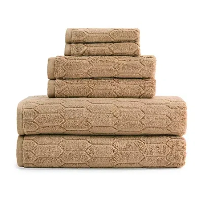Liz Claiborne Signature Plush Textured 6-pc. Bath Towel Set In Sand