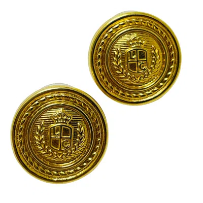 Pre-owned Liz Claiborne Signed Gold Designer Pierced Earrings In Multi