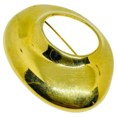 Pre-owned Liz Claiborne Signed Vintage Gold Tone Modernist Designer Brooch In Multi