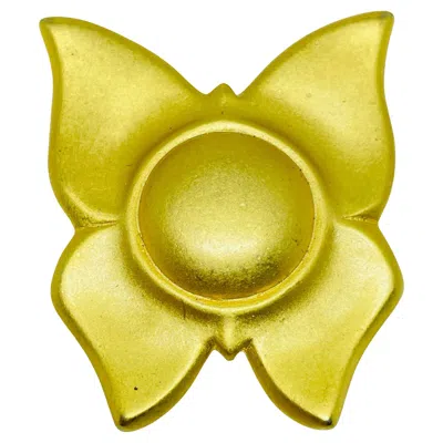 Pre-owned Liz Claiborne Signed Vintage Matte Gold Tone Butterfly Designer Brooch In Multi
