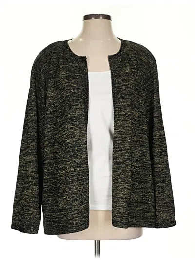 Pre-owned Liz Claiborne Silk Cardigan Sweater In Black