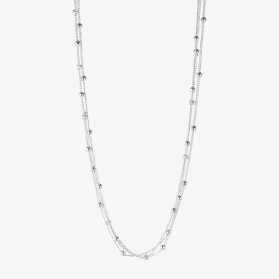 Liz Claiborne Silver-tone 3-strand Ball Layered Necklace In Metallic
