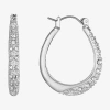 Liz Claiborne Silver-tone & Crystal Hoop Earrings In White
