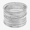Liz Claiborne Silver-tone Textured Bangle Set In Silver