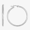 Liz Claiborne Silver-tone Textured Hoop Earrings In Black