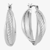 Liz Claiborne Silver-tone Textured Hoop Earrings In Gray