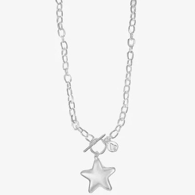 Liz Claiborne Silver Tone Toggle Womens Star 17 Inch Pendant Necklace