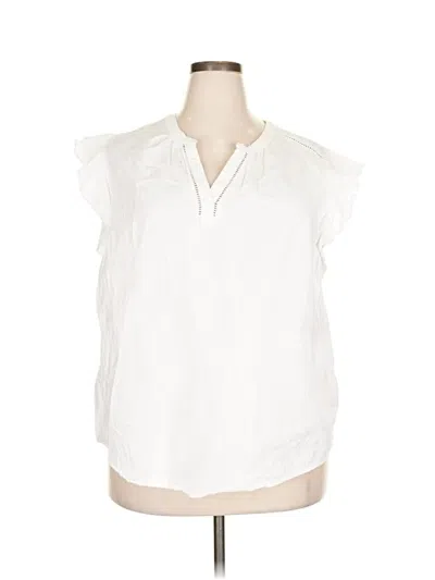 Pre-owned Liz Claiborne Sleeveless Blouse In White