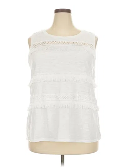 Pre-owned Liz Claiborne Sleeveless Blouse In White