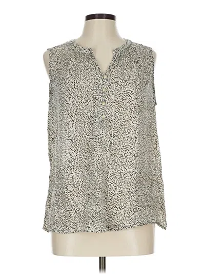 Pre-owned Liz Claiborne Sleeveless Button Down Shirt In Silver