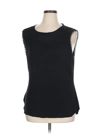 Pre-owned Liz Claiborne Sleeveless Top Black Keyhole Neckline Tops